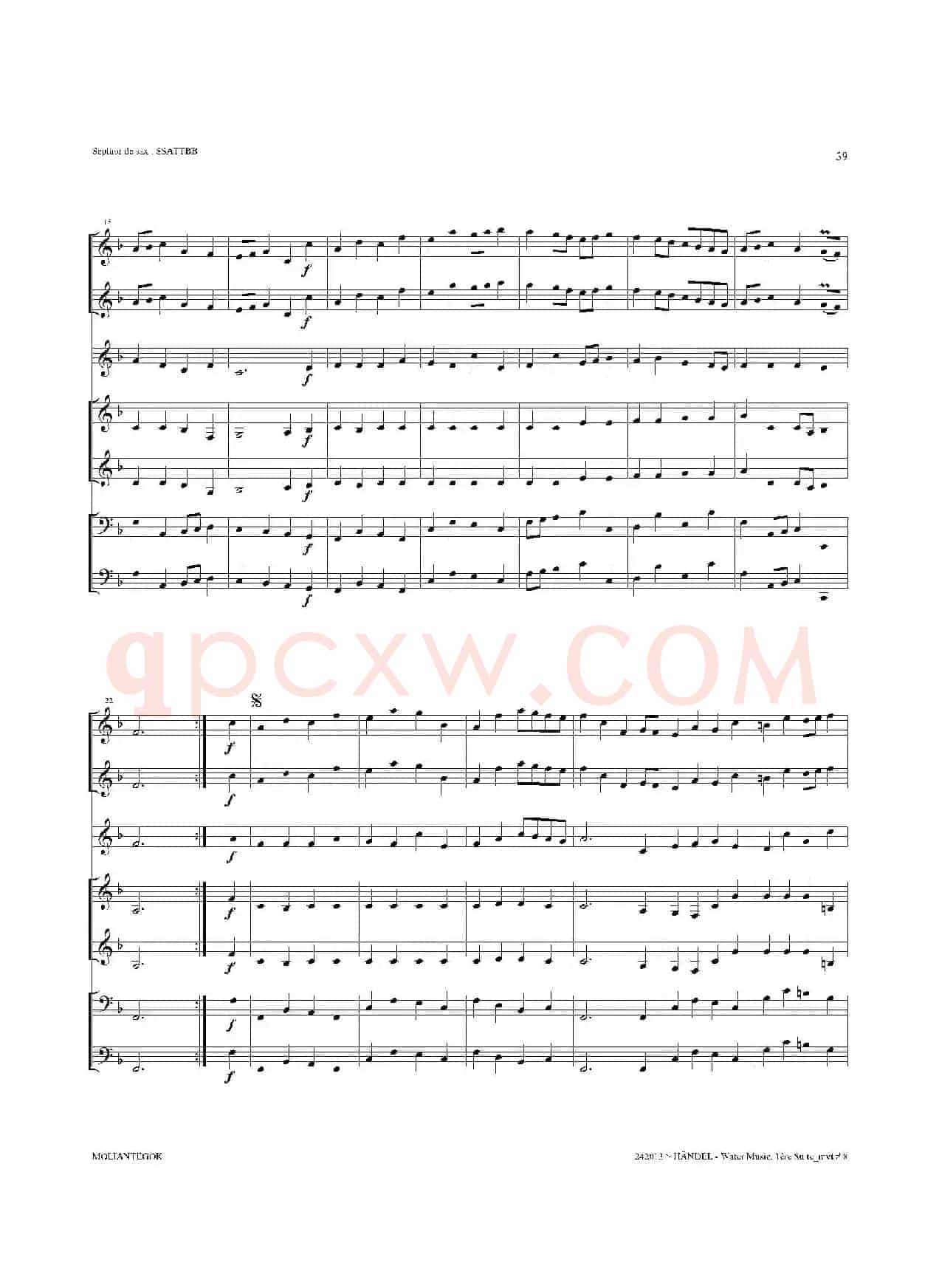 Water Music（HWV.348 No.1）（萨克斯合奏总谱）