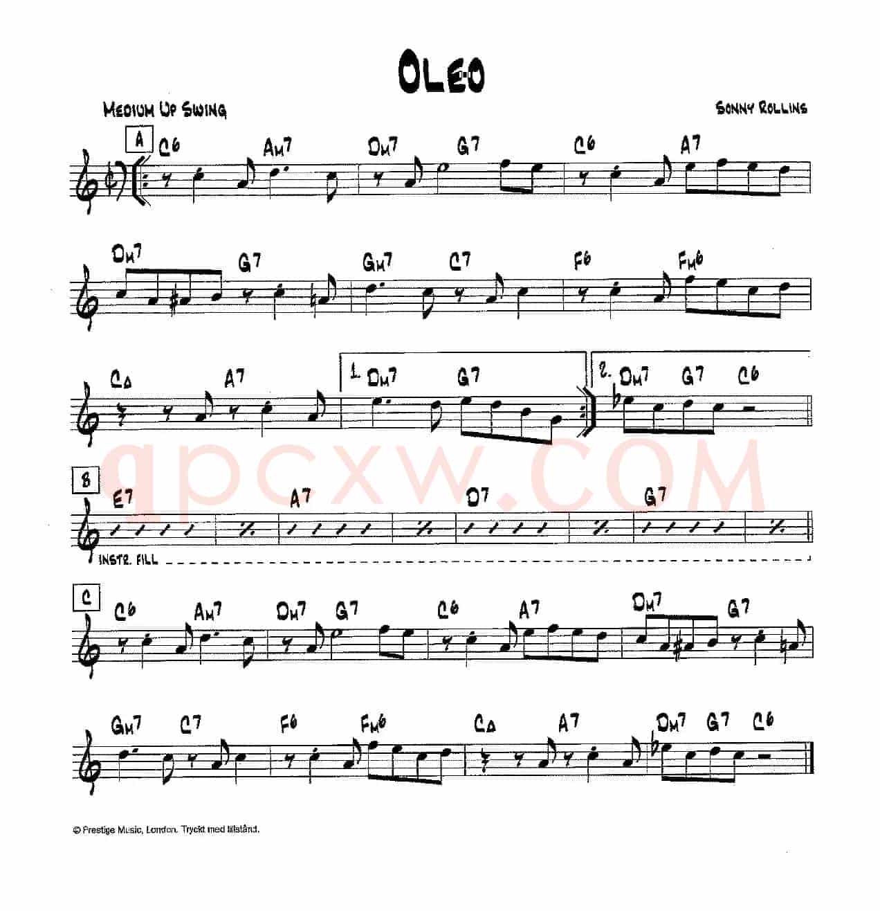 降B爵士乐谱：OLEO