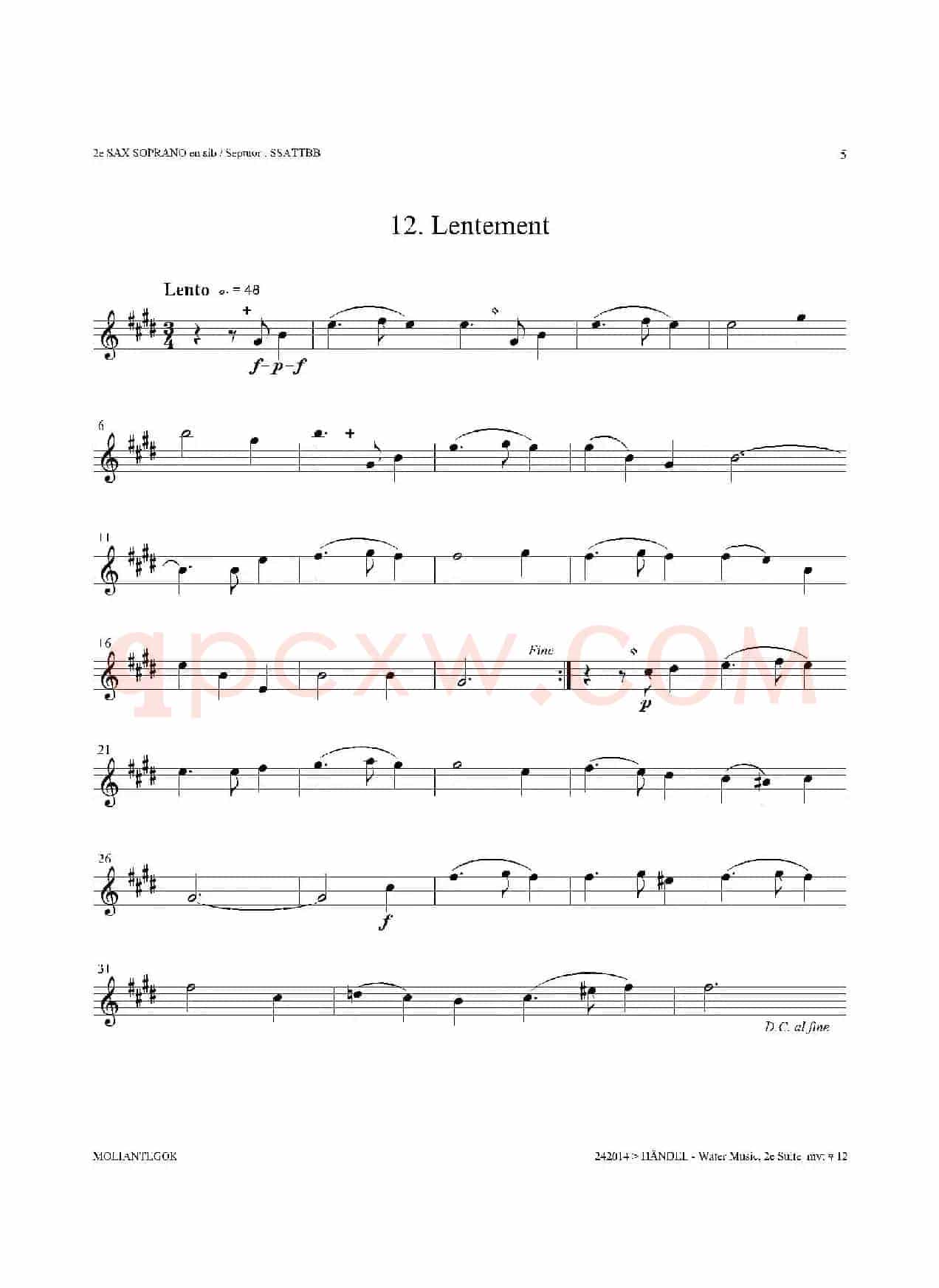 Water Music（HWV.349 No.2）（第二高音萨克斯）