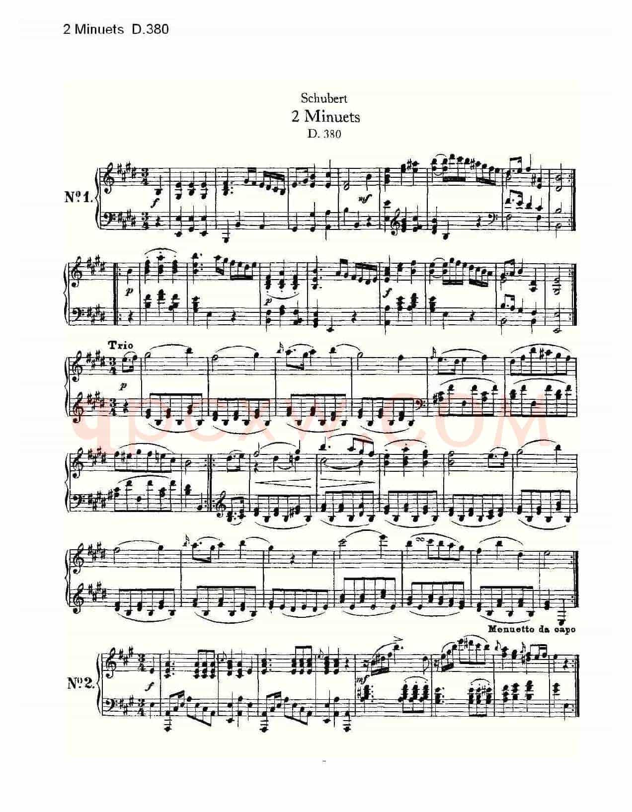 2 Minuets D.380（2 米奴哀小步舞曲 D.380）