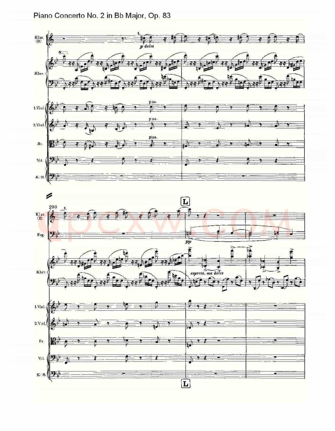 Bb大调钢琴第二协奏曲, Op.83第一乐章(一)