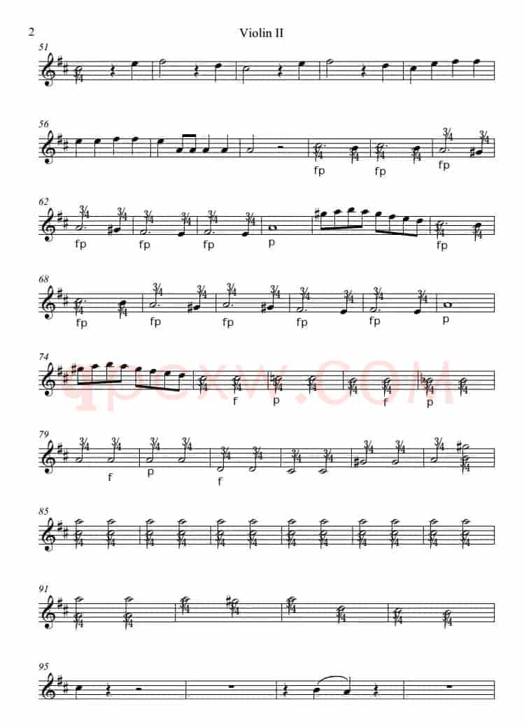Overture from the Marriage of Figaro 费加罗的婚礼（Violin Ⅱ分谱）
