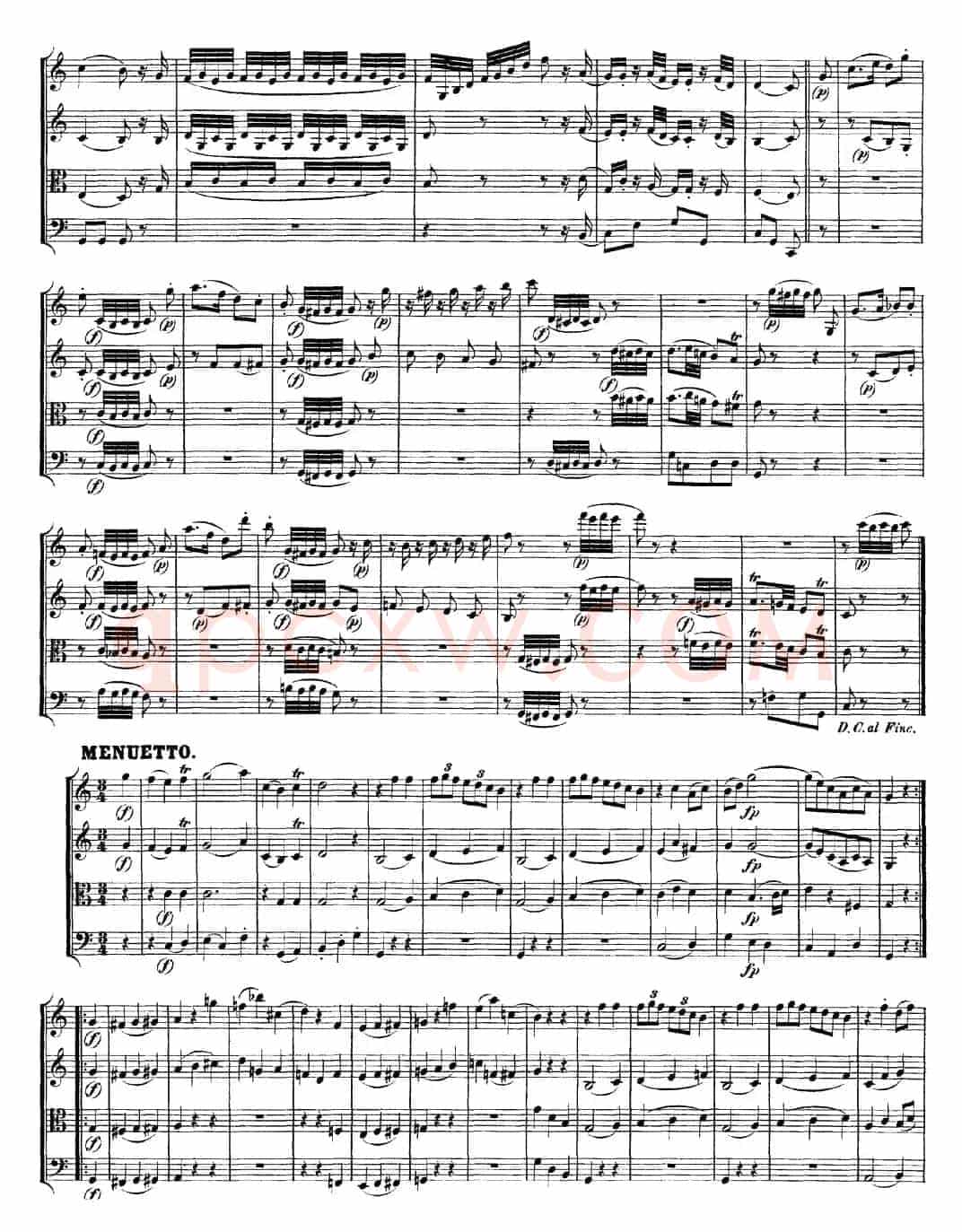 Mozart《Quartet No.10 in C Major,K.170》（总谱）