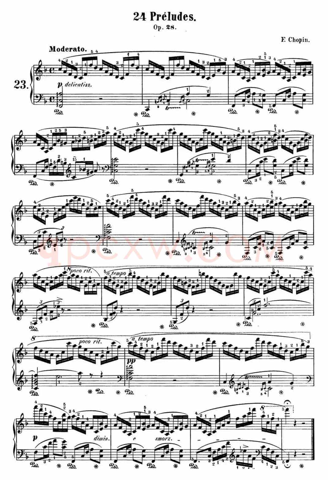 肖邦 24首钢琴前奏曲 Op.28 No.23 F大调