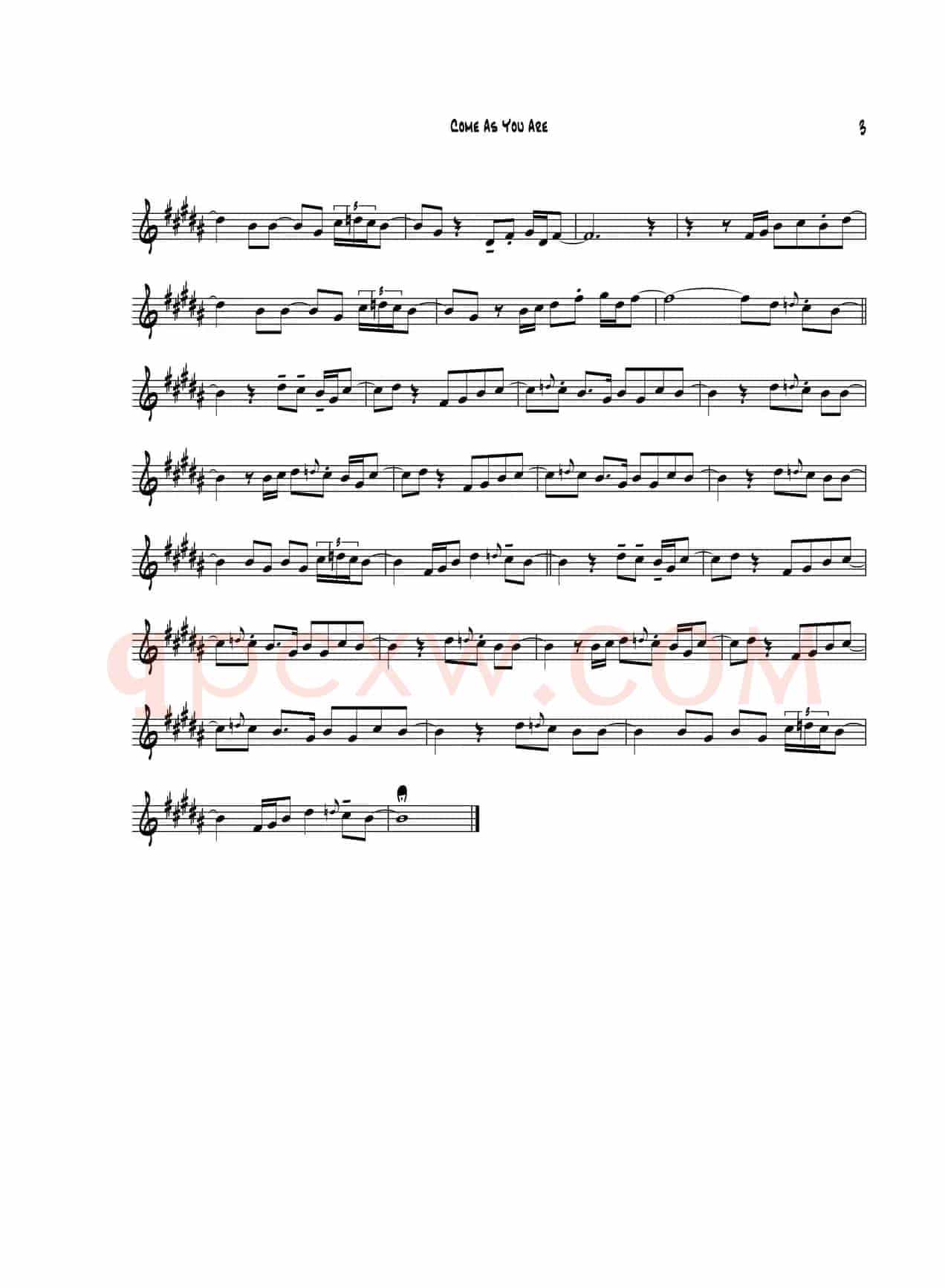 Come As You Are（中音萨克斯）