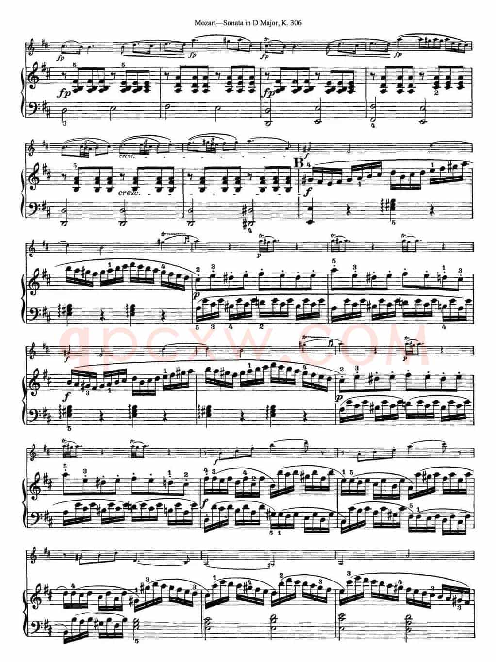 Violin Sonata in D Major K.306（小提琴+钢琴伴奏）