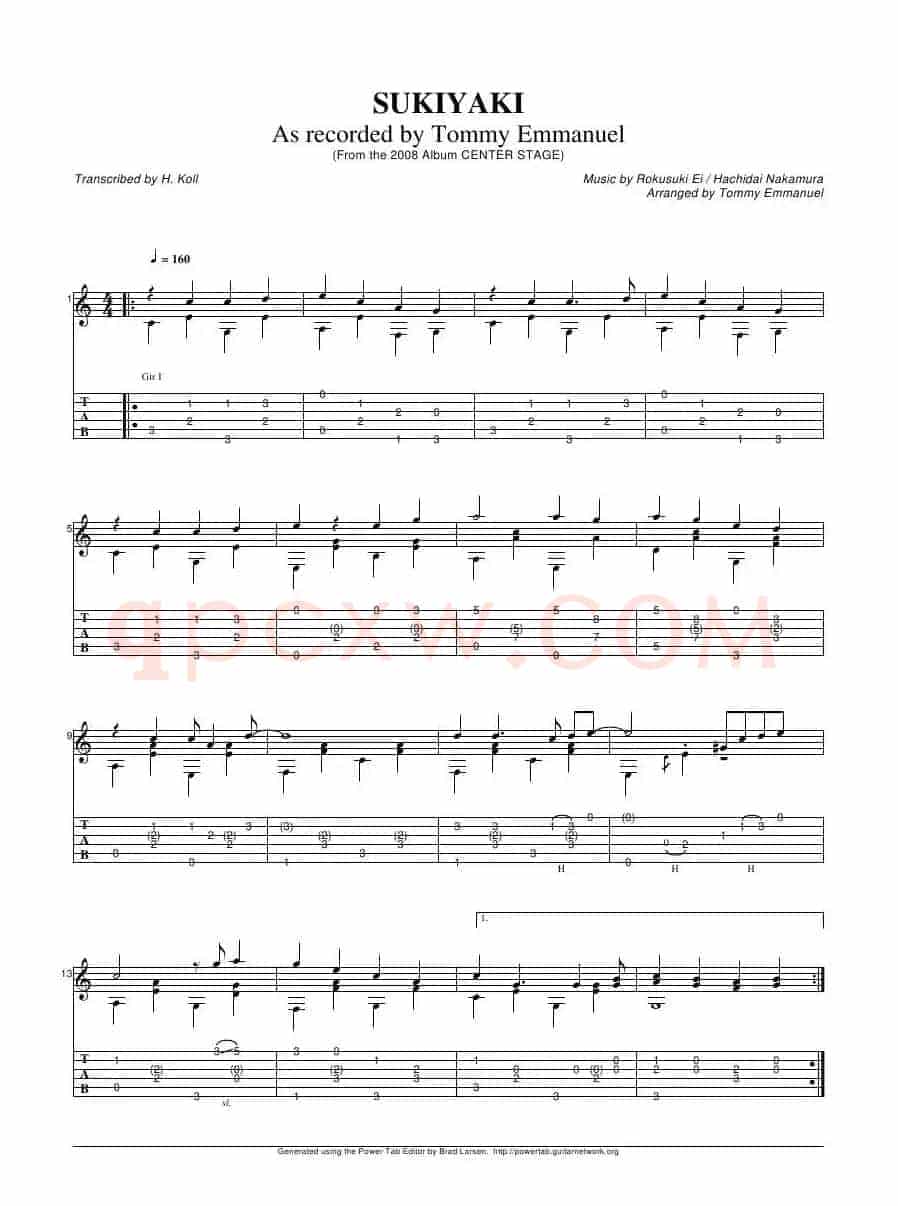 tommy emmanuel：sukiyaki 2（指弹吉它）