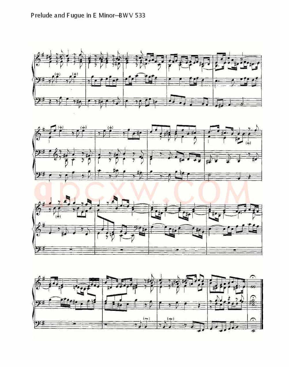 Prelude and Fugue in E Minor--BWV 533 （管风琴谱）