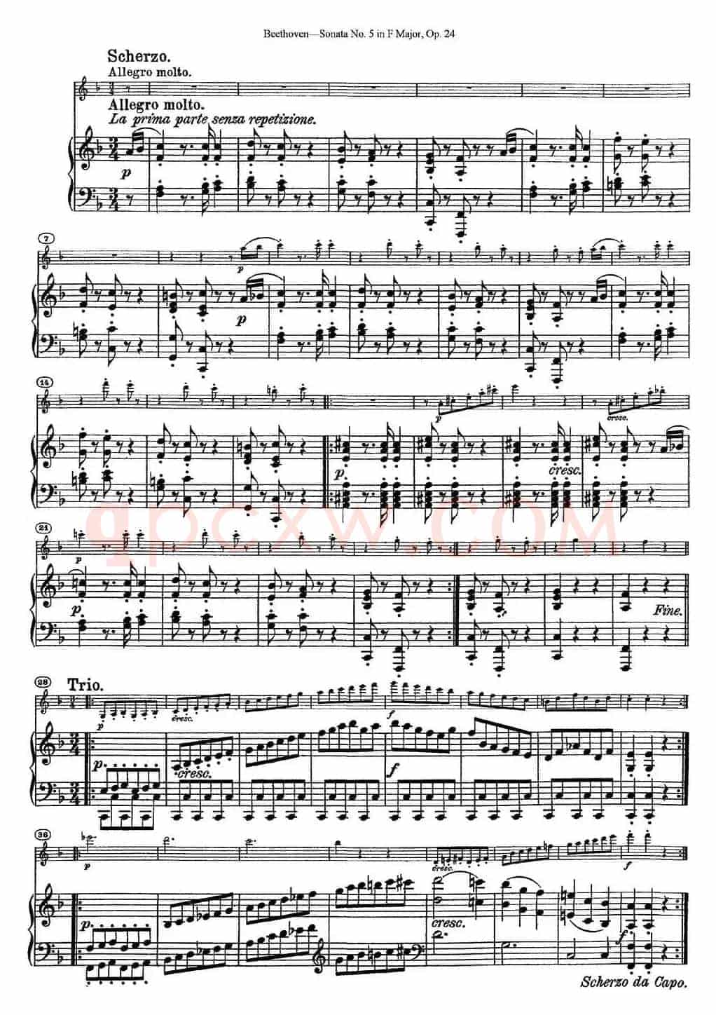 Violin Sonata No.5 in F Major Op.24（小提琴+钢琴伴奏）