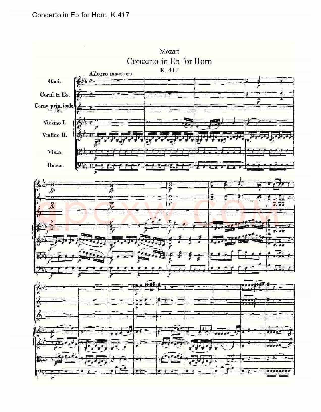 Concerto in Eb for Horn, K.417(Eb调法国号协奏曲, K.417)