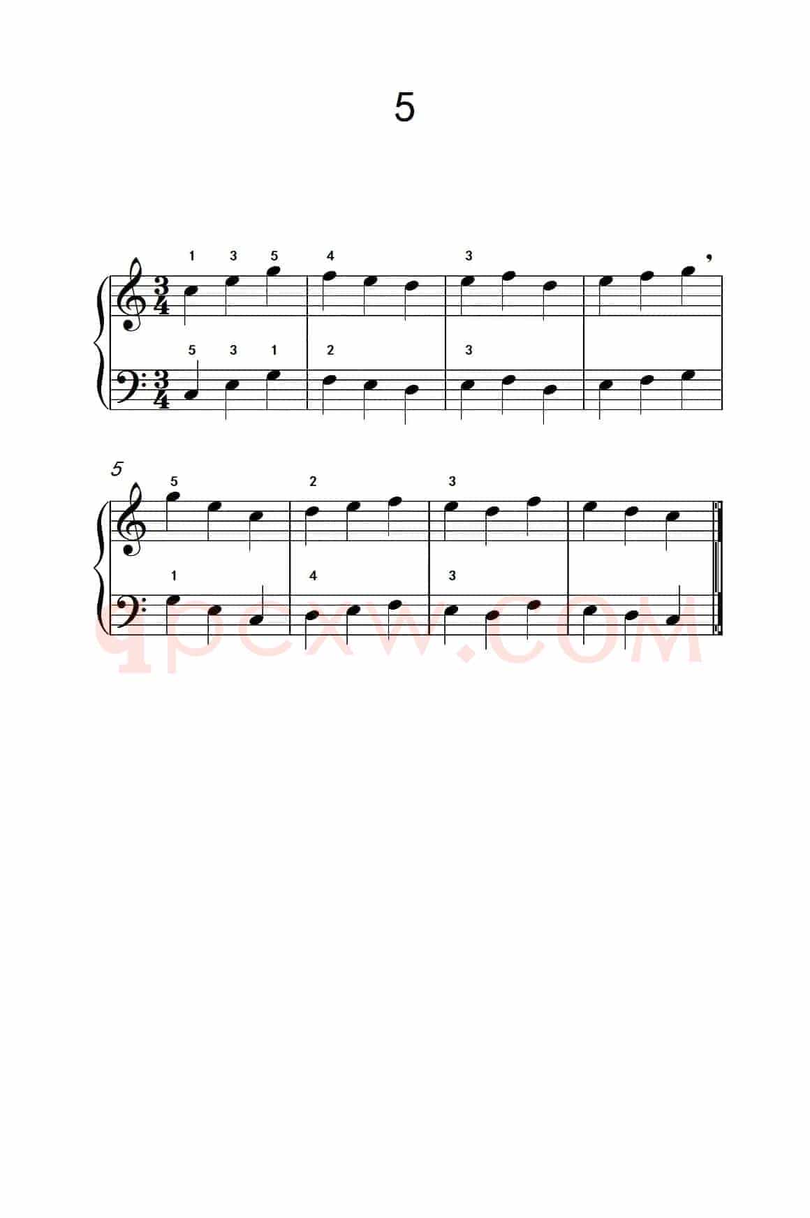 一.非连音练习5（儿童钢琴手指练习 1）