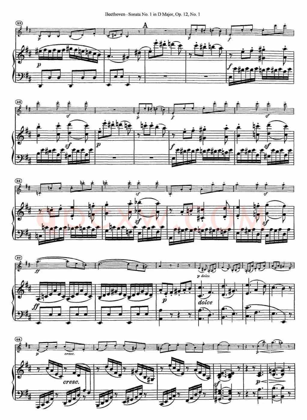 Violin Sonata No.1 in D Major Op.12 No.1（小提琴+钢琴伴奏）
