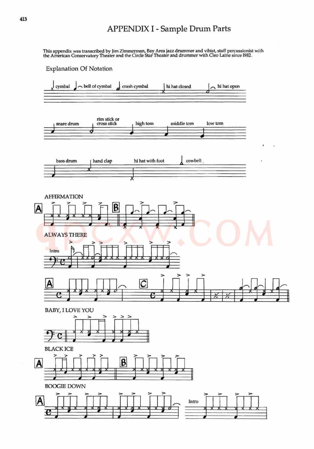 APPENDIXI - sample Drun Parts（爵士钢琴曲）