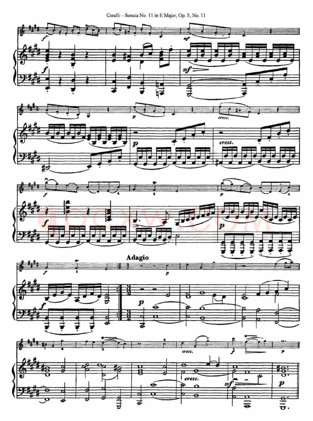 Sonata No.11 in E Major Op.5 No.11（小提琴+钢琴伴奏）
