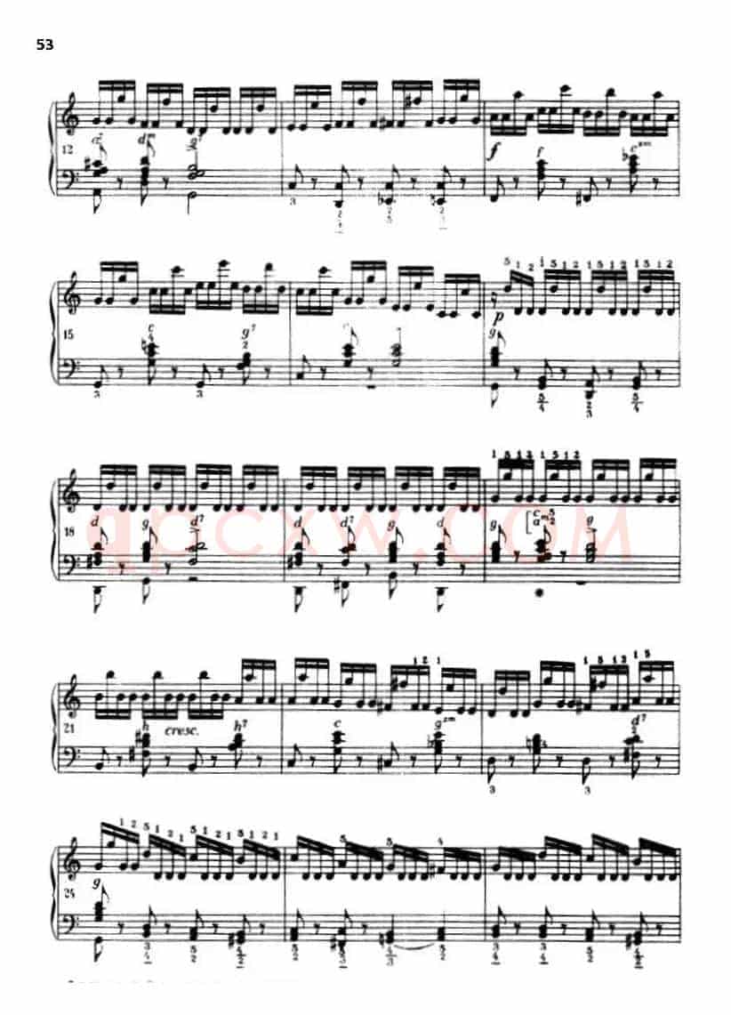 《车尔尼手风琴练习曲集》第Ⅲ册（P52—74）