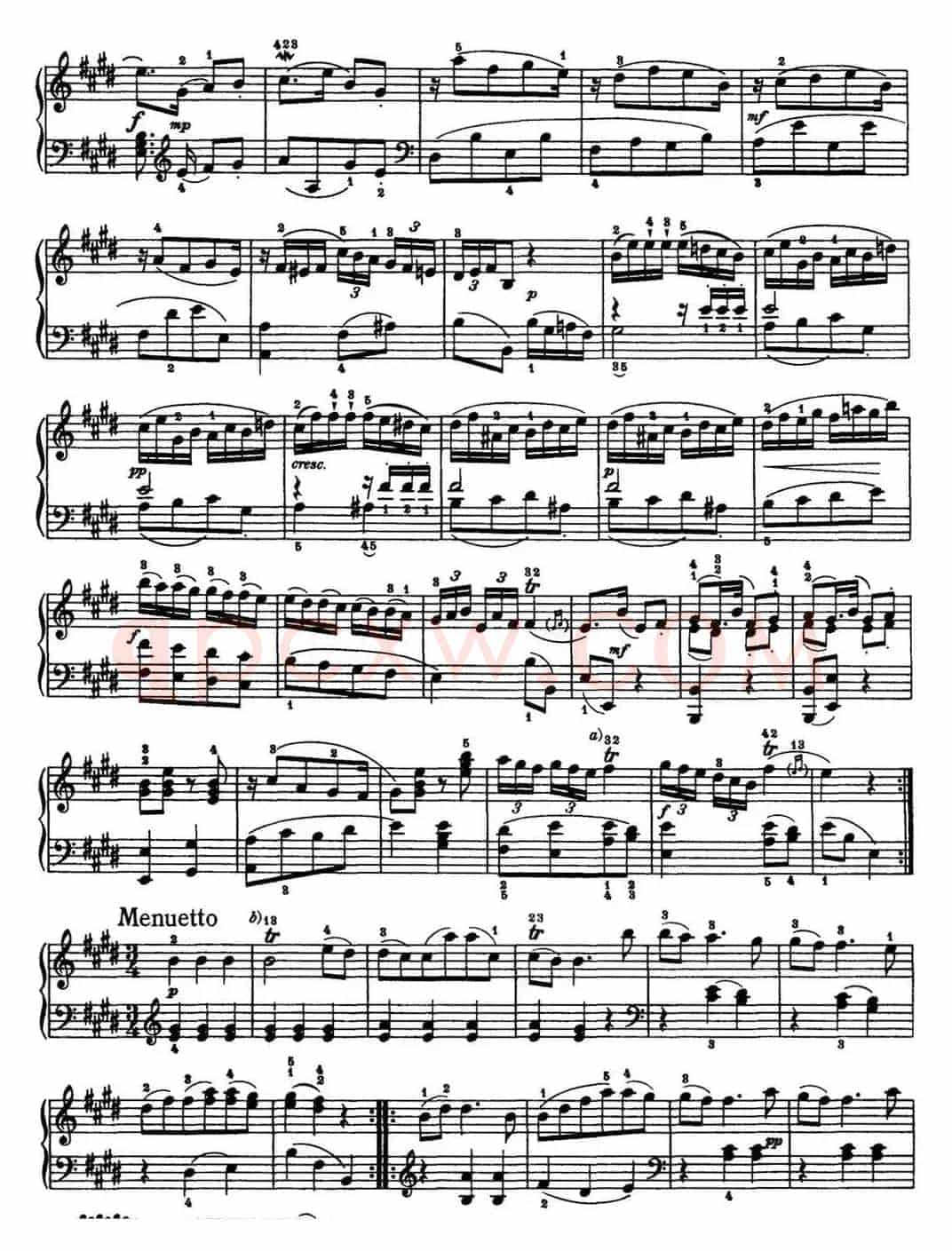 海顿 钢琴奏鸣曲 Hob XVI 13 Partita E major