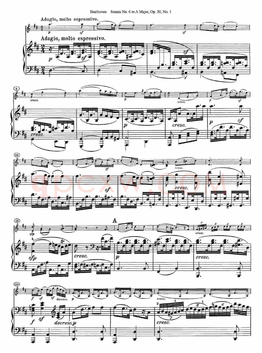 Violin Sonata No.6 in A Major Op.30 No.1（小提琴+钢琴伴奏）