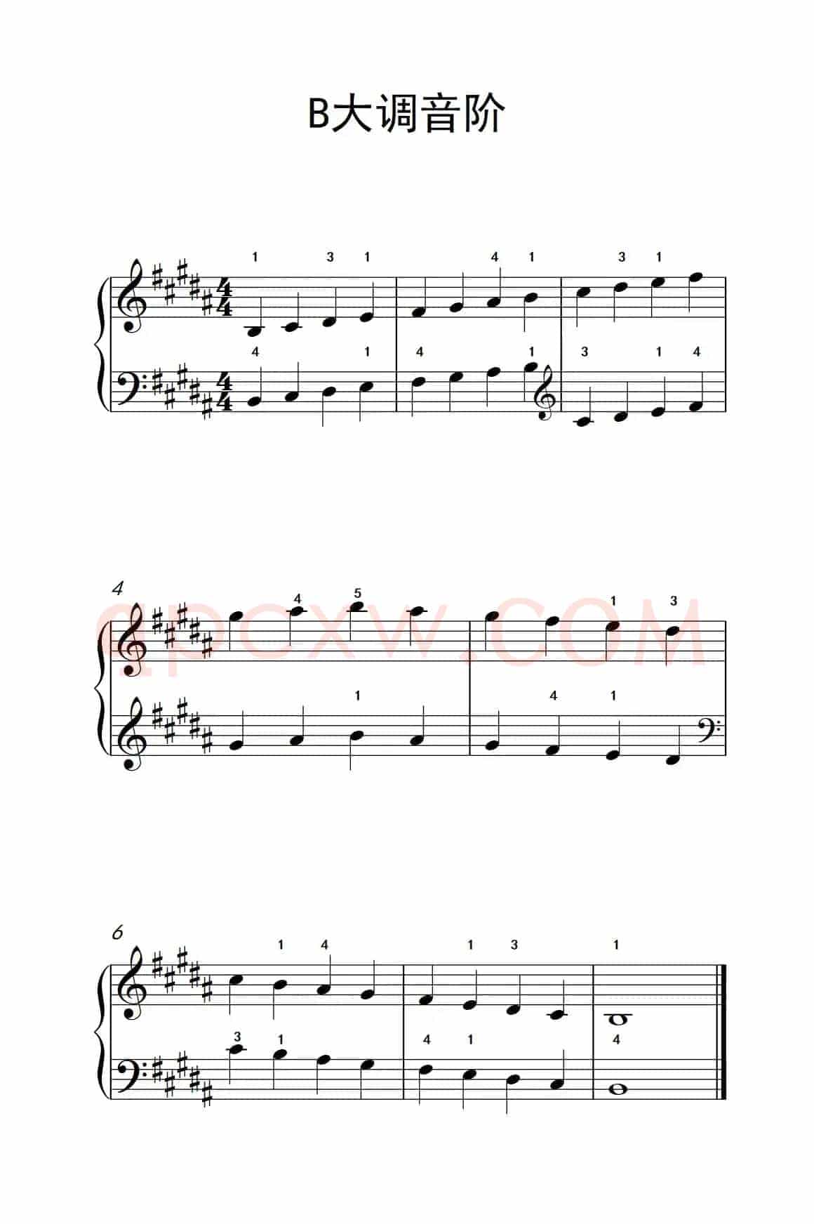 B大调音阶（孩子们的钢琴音阶、和弦与琶音 2）