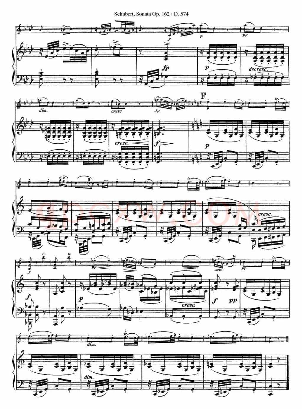 Violin Sonata in A major Op.162 D.574（小提琴+钢琴伴奏）