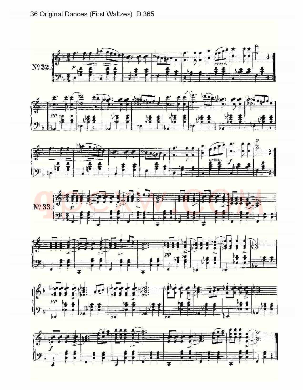 36 Original Dances（First Waltzes) D.36）