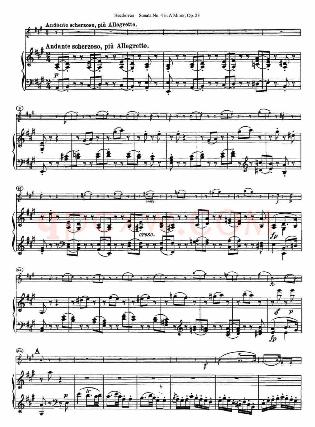 Violin Sonata No.4 in A Minor Op.23（小提琴+钢琴伴奏）