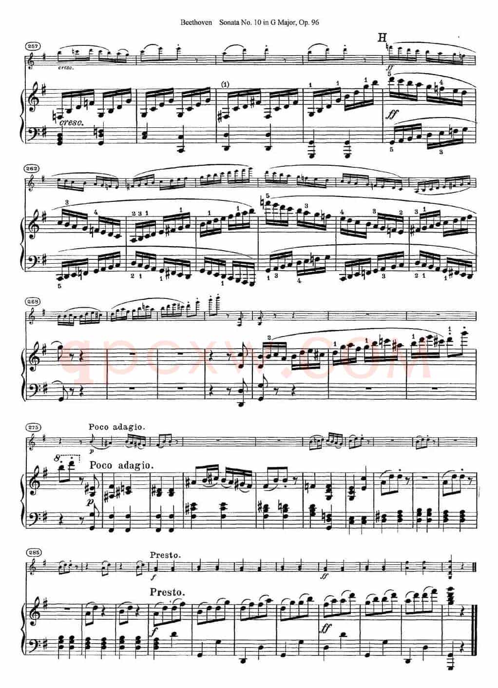 Violin Sonata No.10 in G Major Op.96（小提琴+钢琴伴奏）