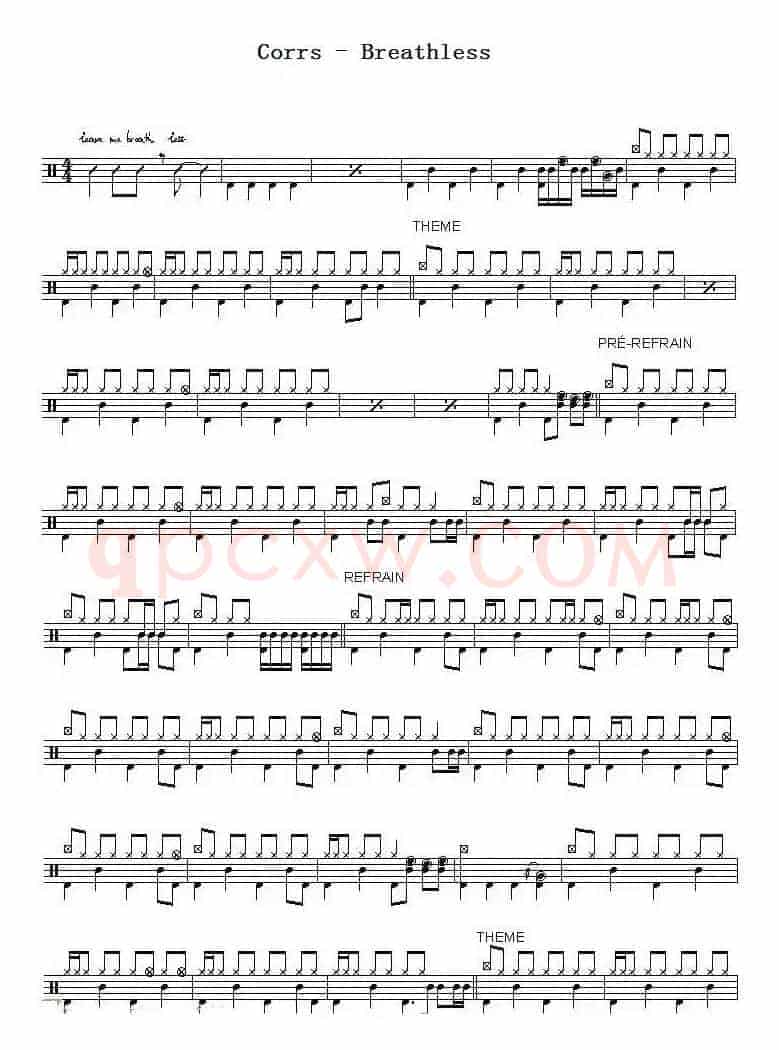 爵士鼓谱：Corrs - Breathless