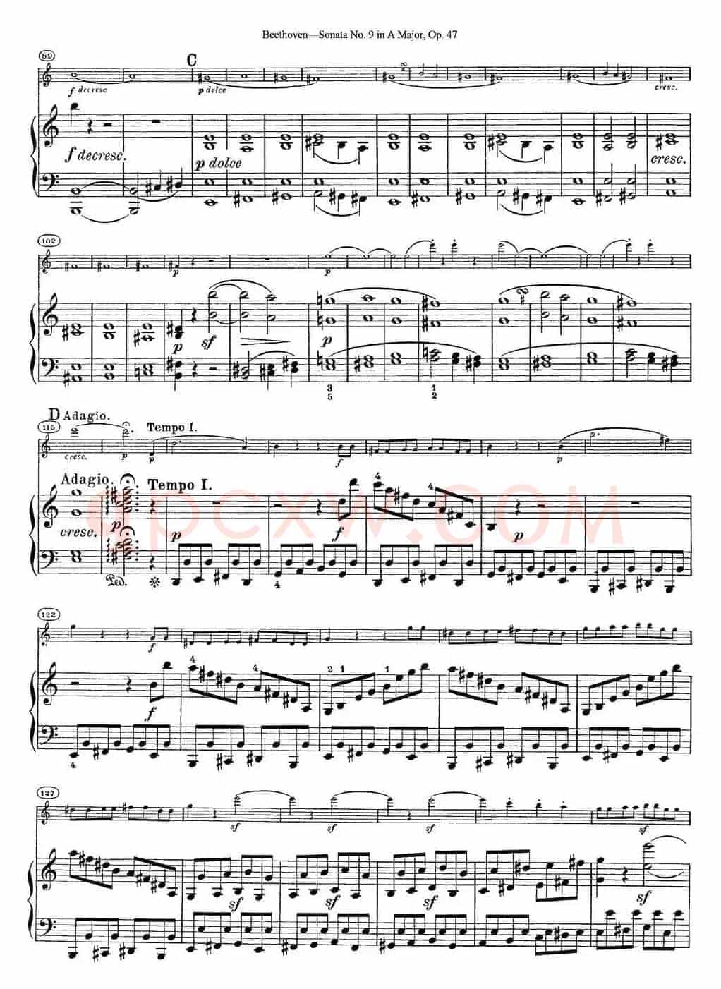 Violin Sonata No.9 in A Major Op.47（小提琴+钢琴伴奏）