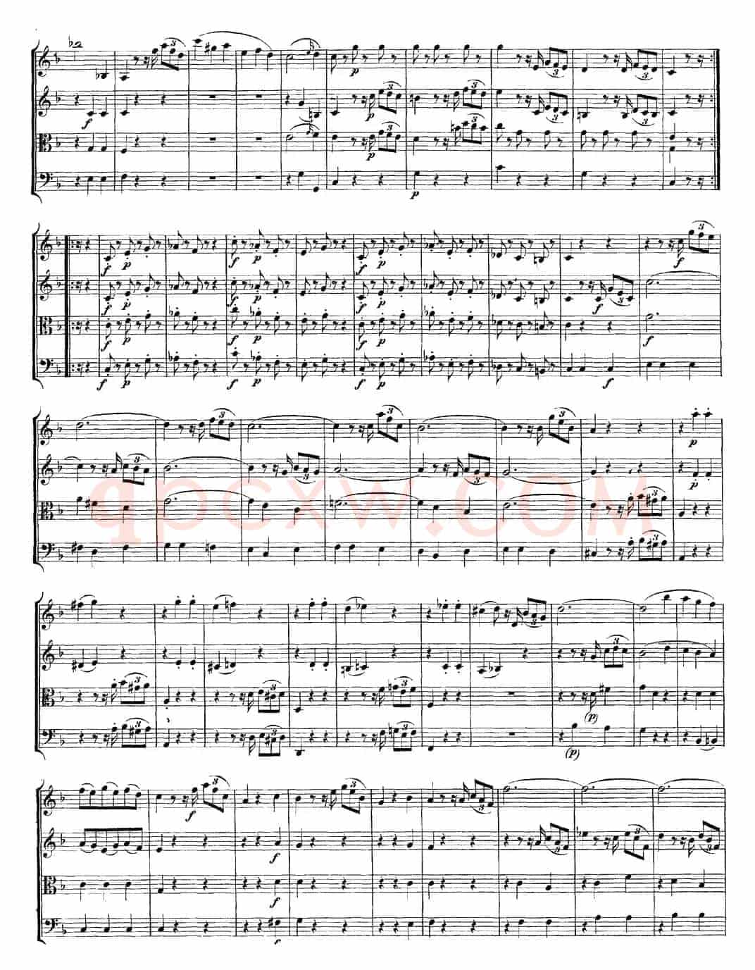 Mozart《Quartet No.5 in F Major,K.158》（总谱）