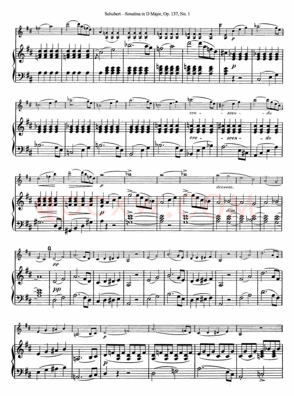 Violin Sonatina in D major Op.137 No.1（小提琴+钢琴伴奏）