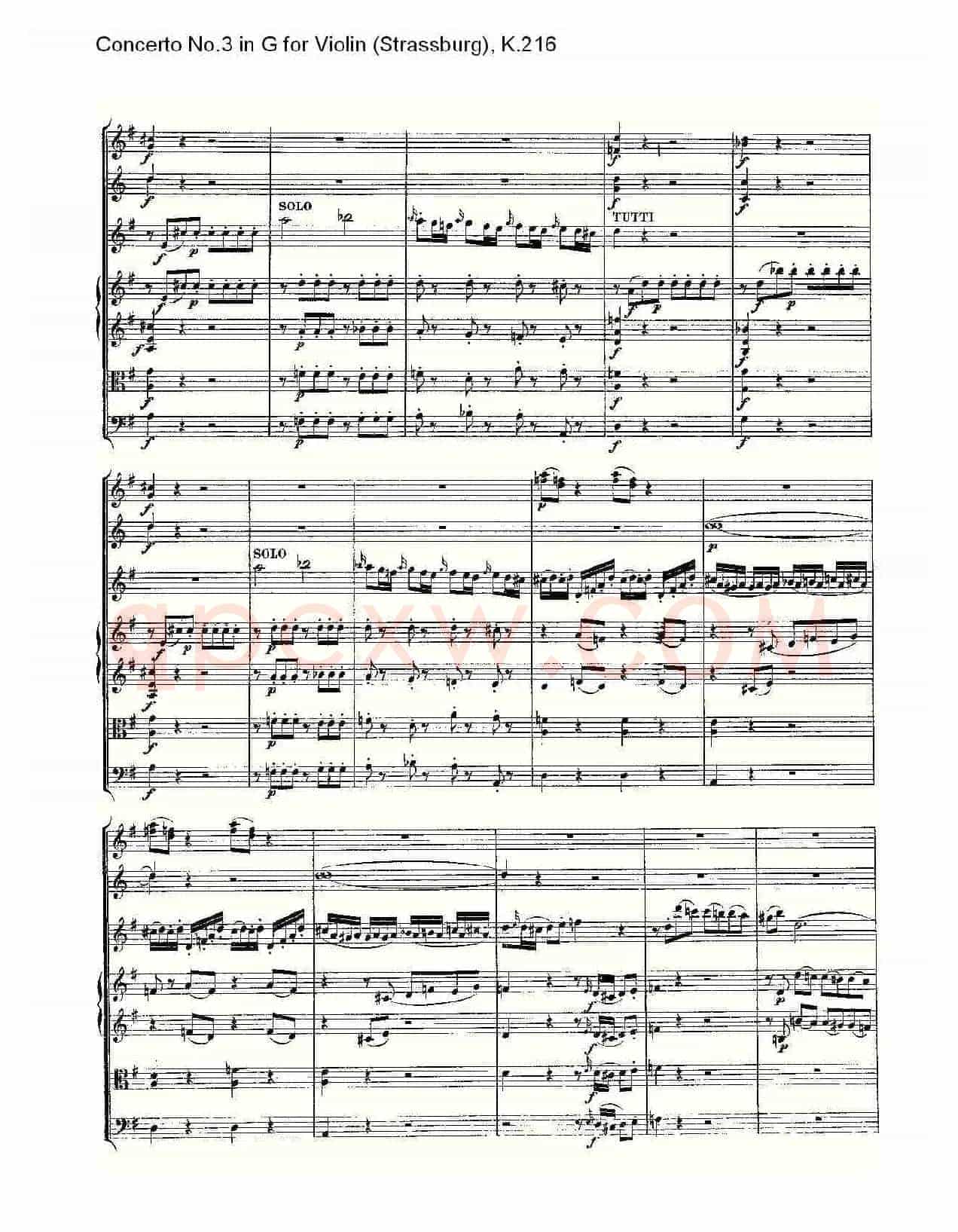 Concerto No.3 in G for Violin K.216(G调小提琴第三协奏曲, K)