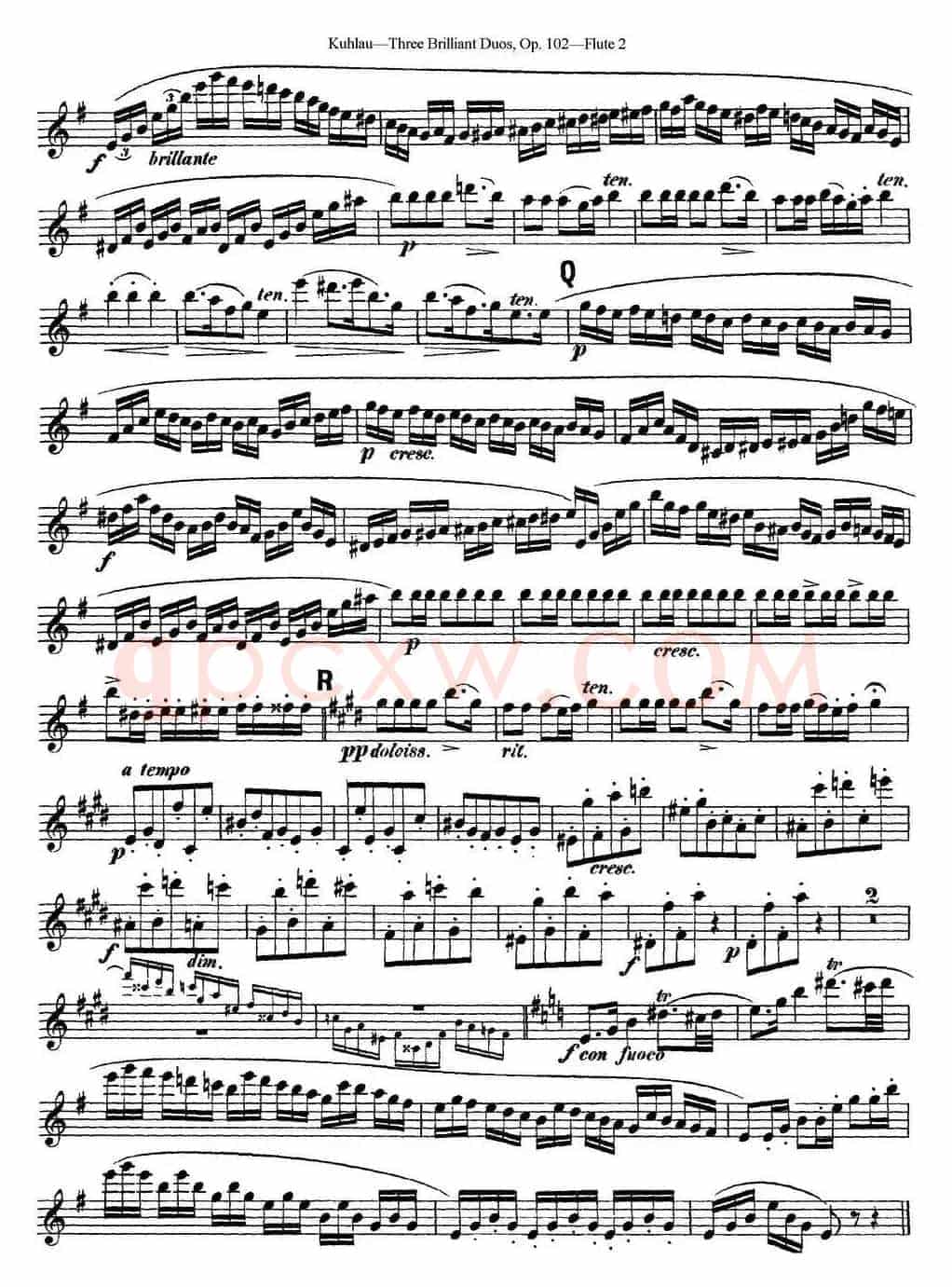 库劳长笛二重奏练习三段OP.102——Flute 2（NO.2）