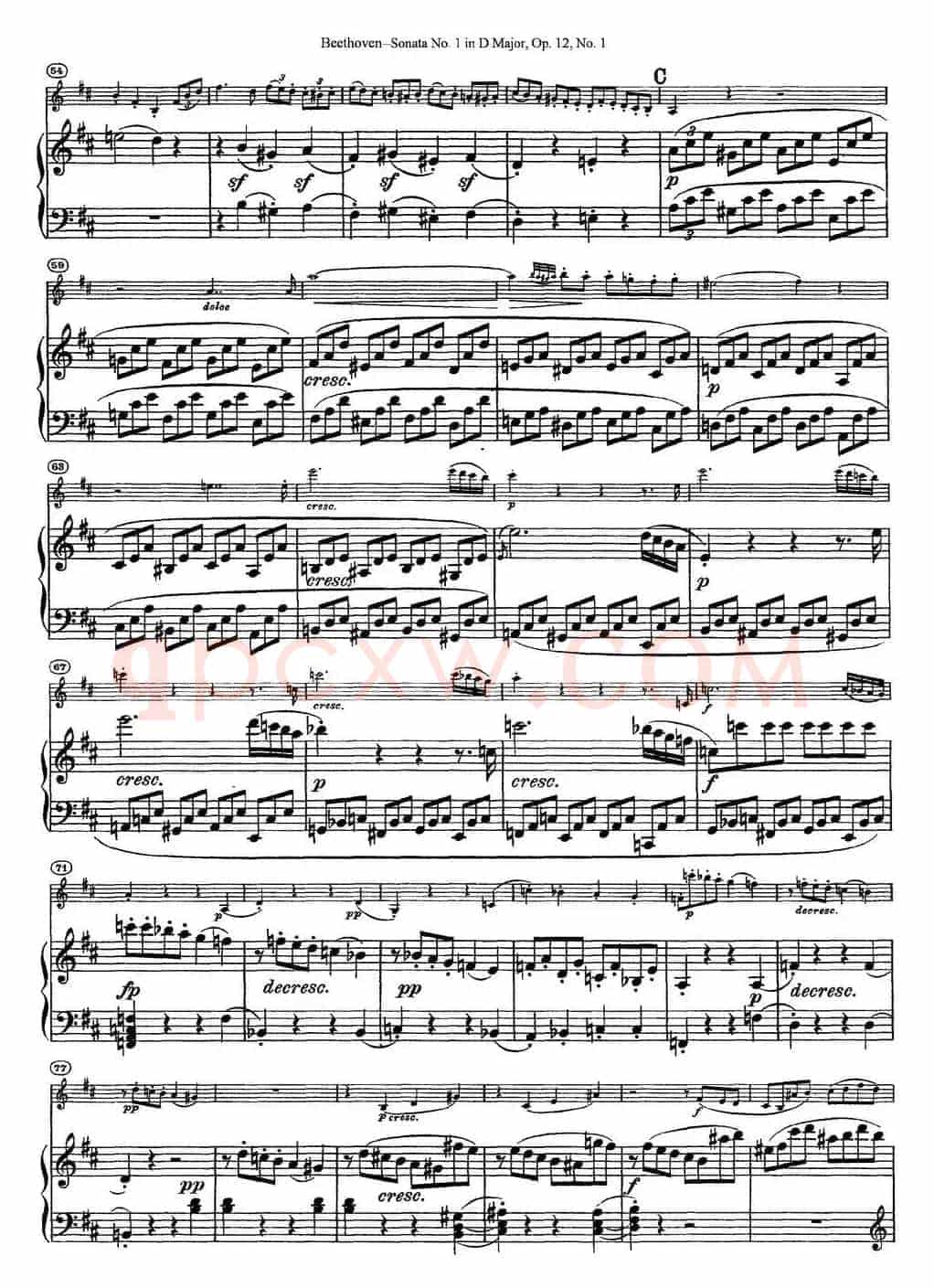 Violin Sonata No.1 in D Major Op.12 No.1（小提琴+钢琴伴奏）