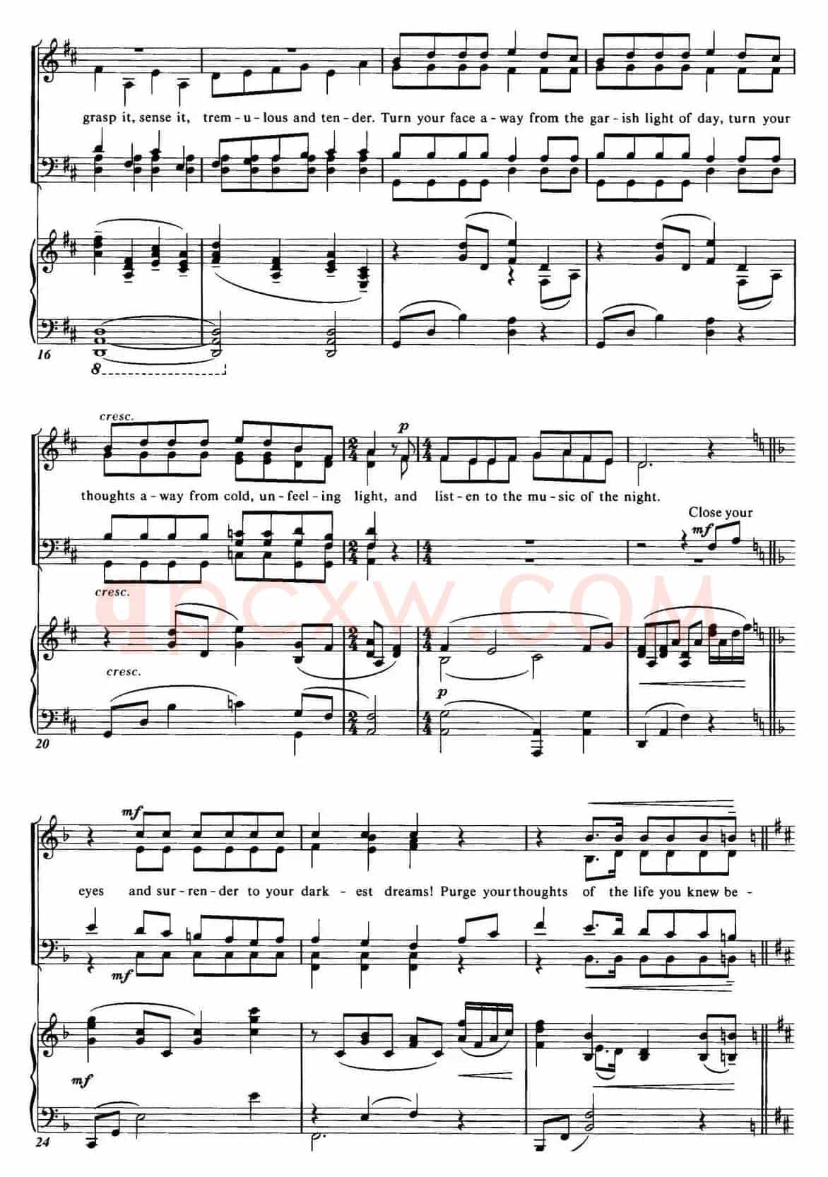 Choral Suite from The Phantom of the Opera（3 THE MUSIC OF THE NIGHT、四重奏）