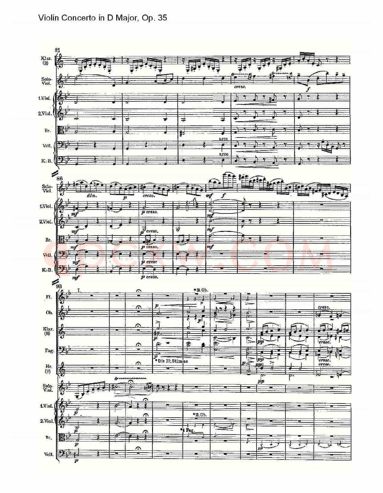 D大调小提琴协奏曲, Op.35第二乐章