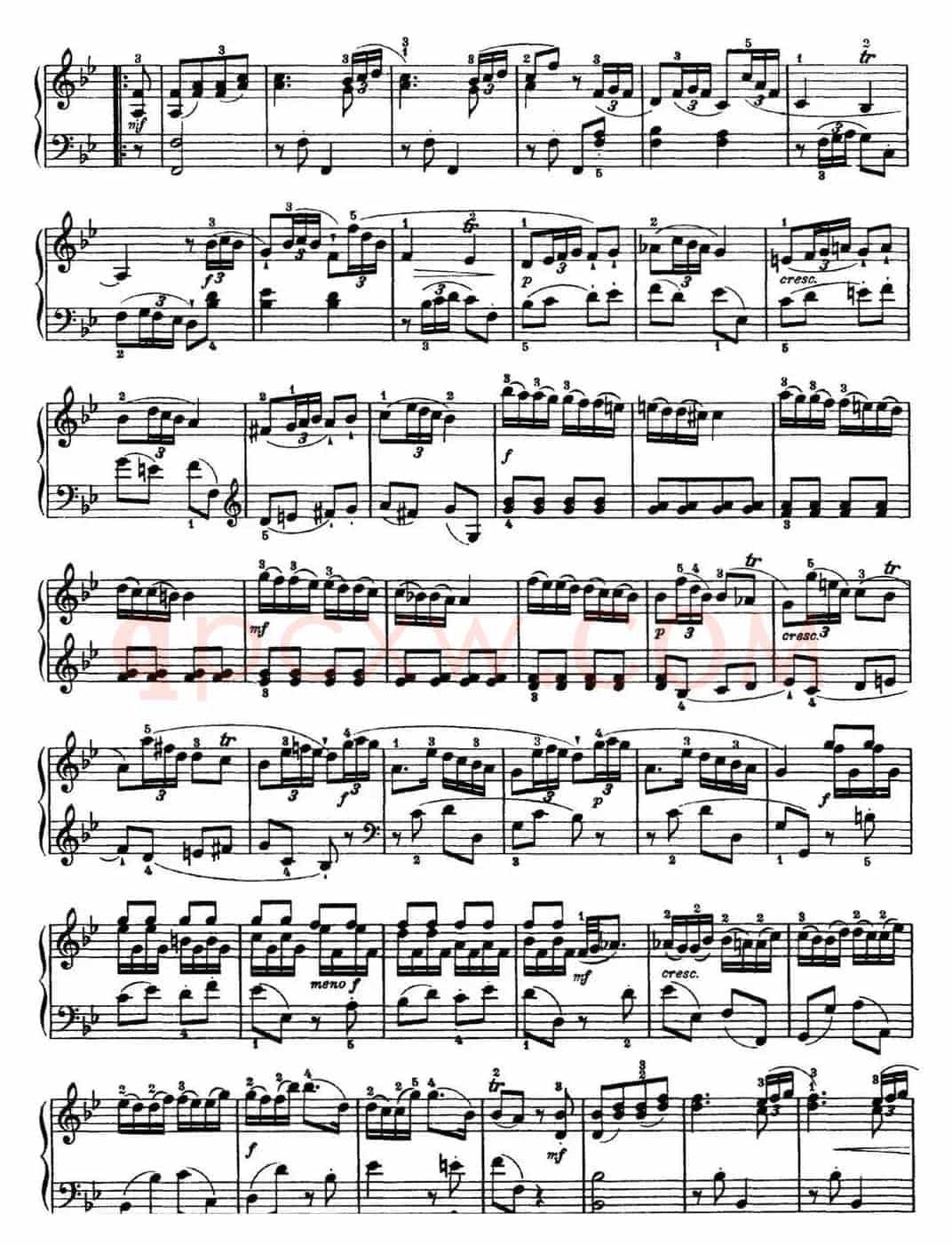海顿 钢琴奏鸣曲 Hob XVI 2 Partita B-flat major