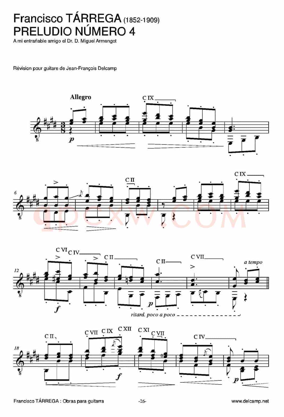 PRELUDIO NUMERO 4(古典吉他)