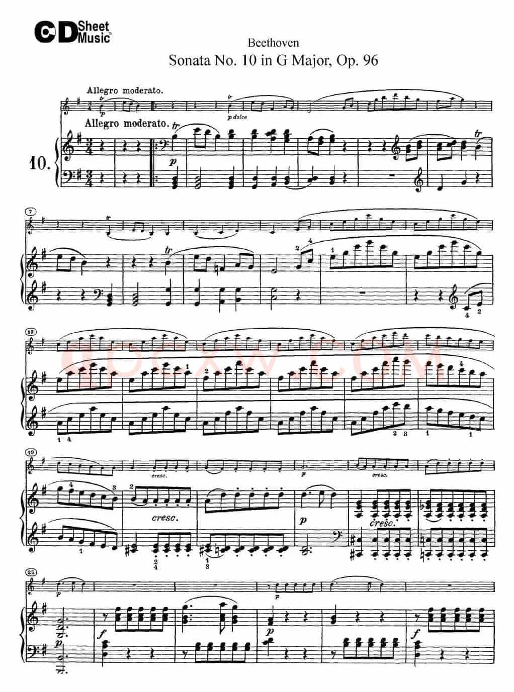 Violin Sonata No.10 in G Major Op.96（小提琴+钢琴伴奏）
