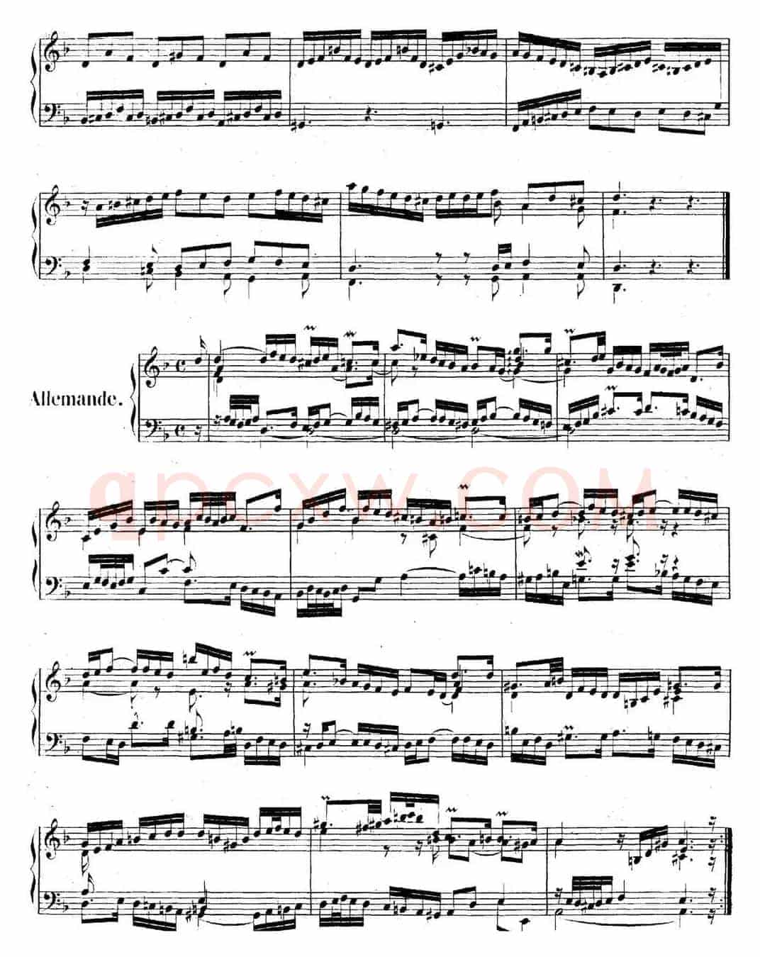 英国组曲No.6 巴赫 d小调 6th Suite BWV 811