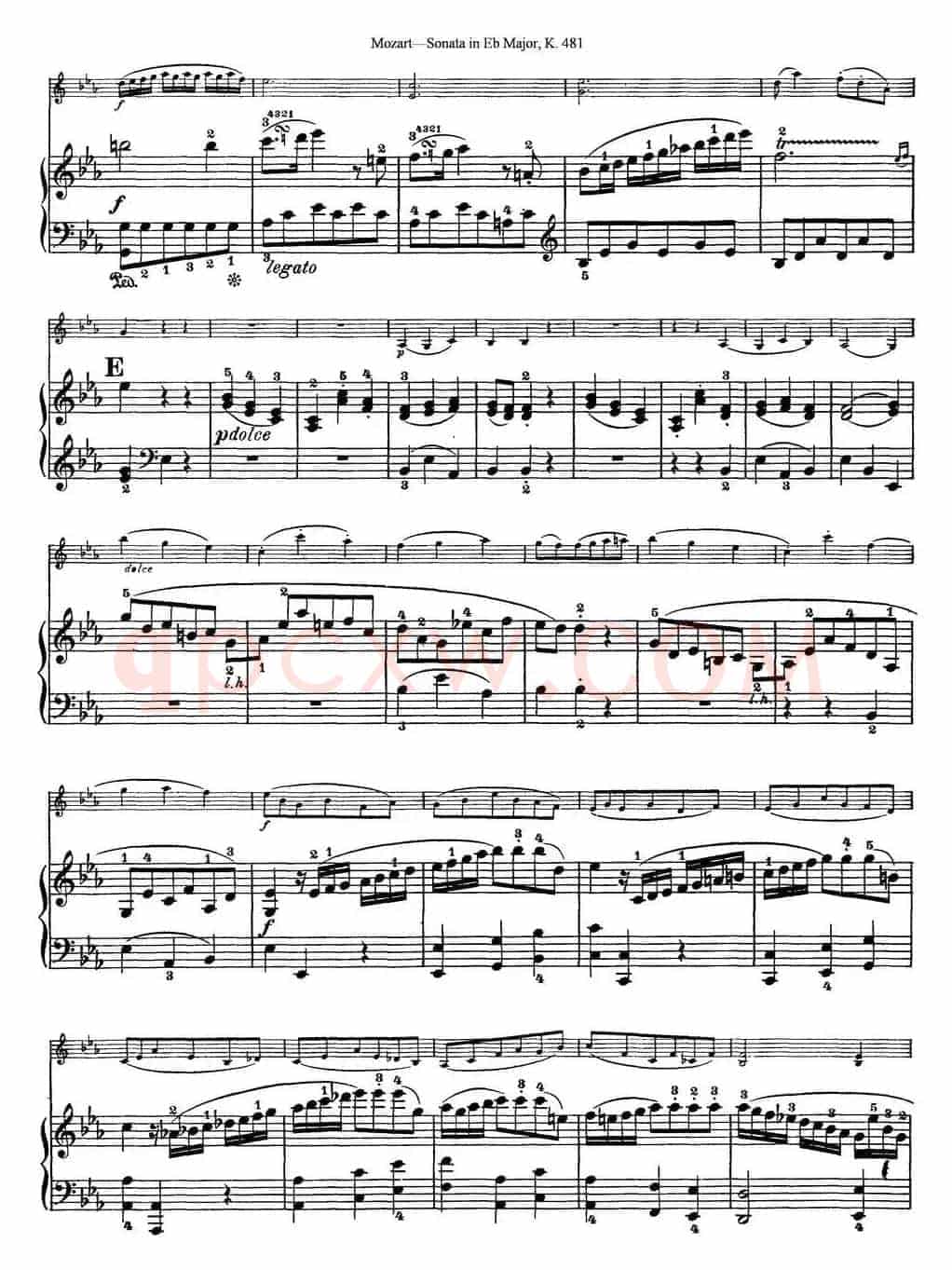 Violin Sonata in Eb Major K.481（小提琴+钢琴伴奏）