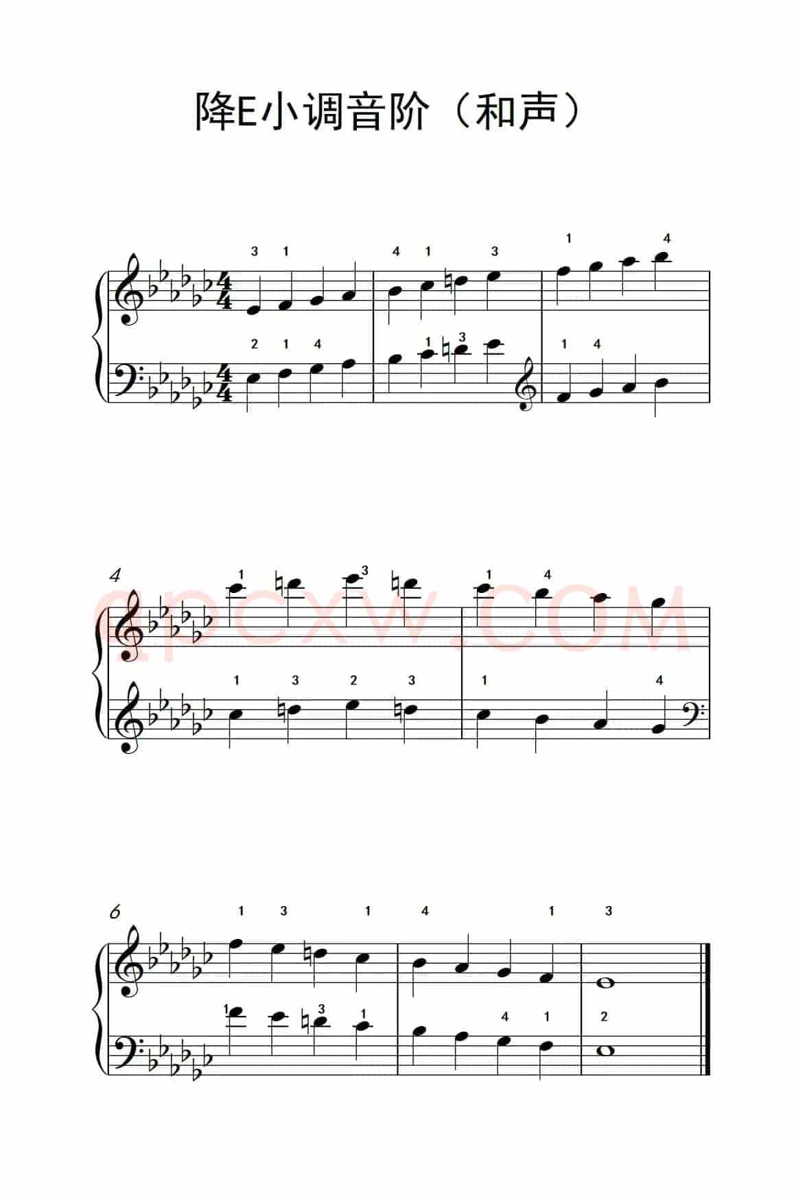 降E小调音阶（和声）（孩子们的钢琴音阶、和弦与琶音 2）