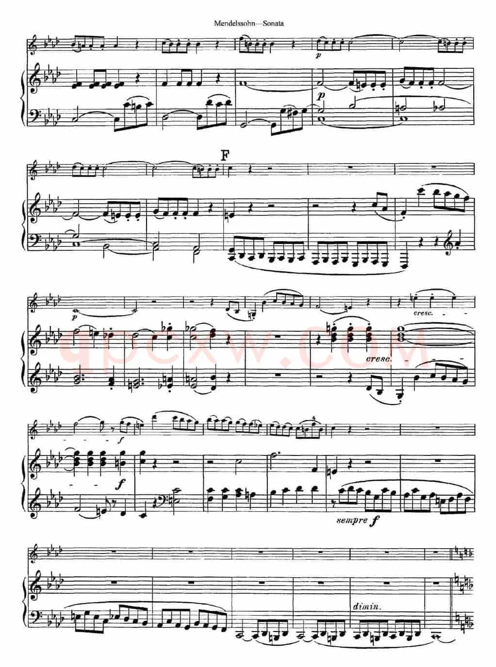 Mendelssohn Violin Sonata（小提琴+钢琴伴奏）