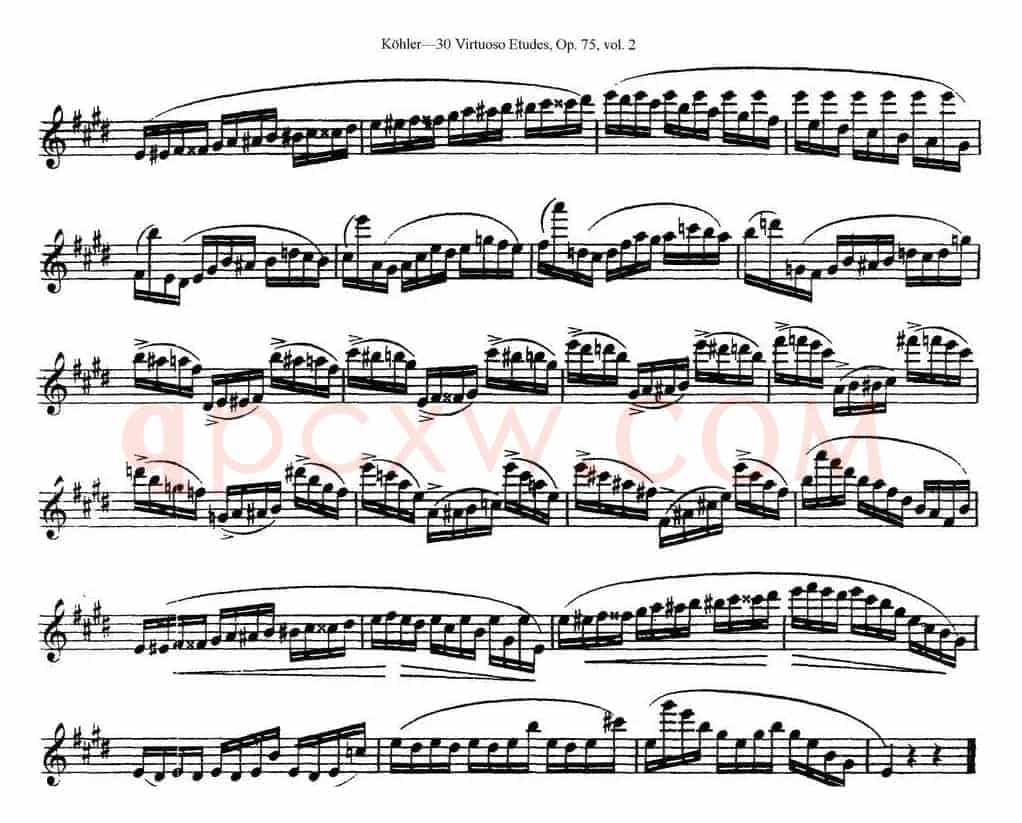 柯勒30首高级长笛练习曲作品75号（NO.13）