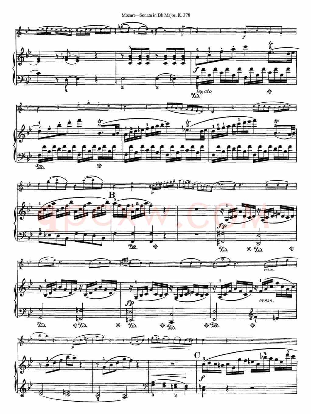 Violin Sonata in Bb Major K.378（小提琴+钢琴伴奏）