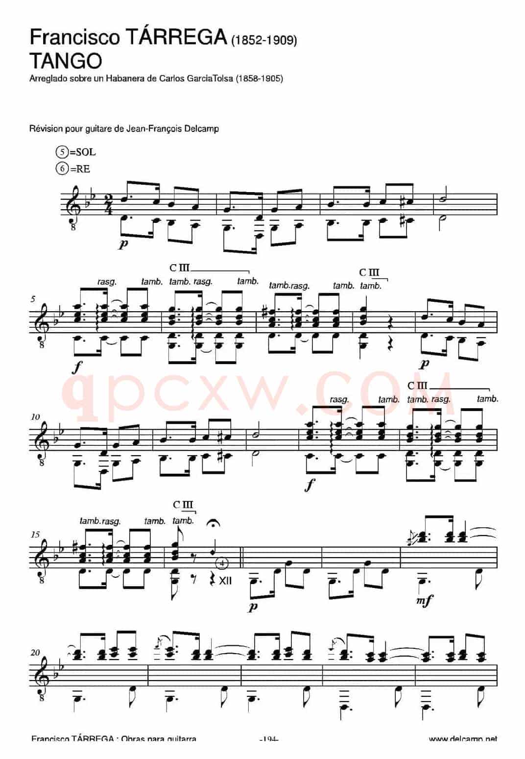 TANGO(Arreglado sobre un Habanera de Carlos Garcia Tolsa)（古典吉他）