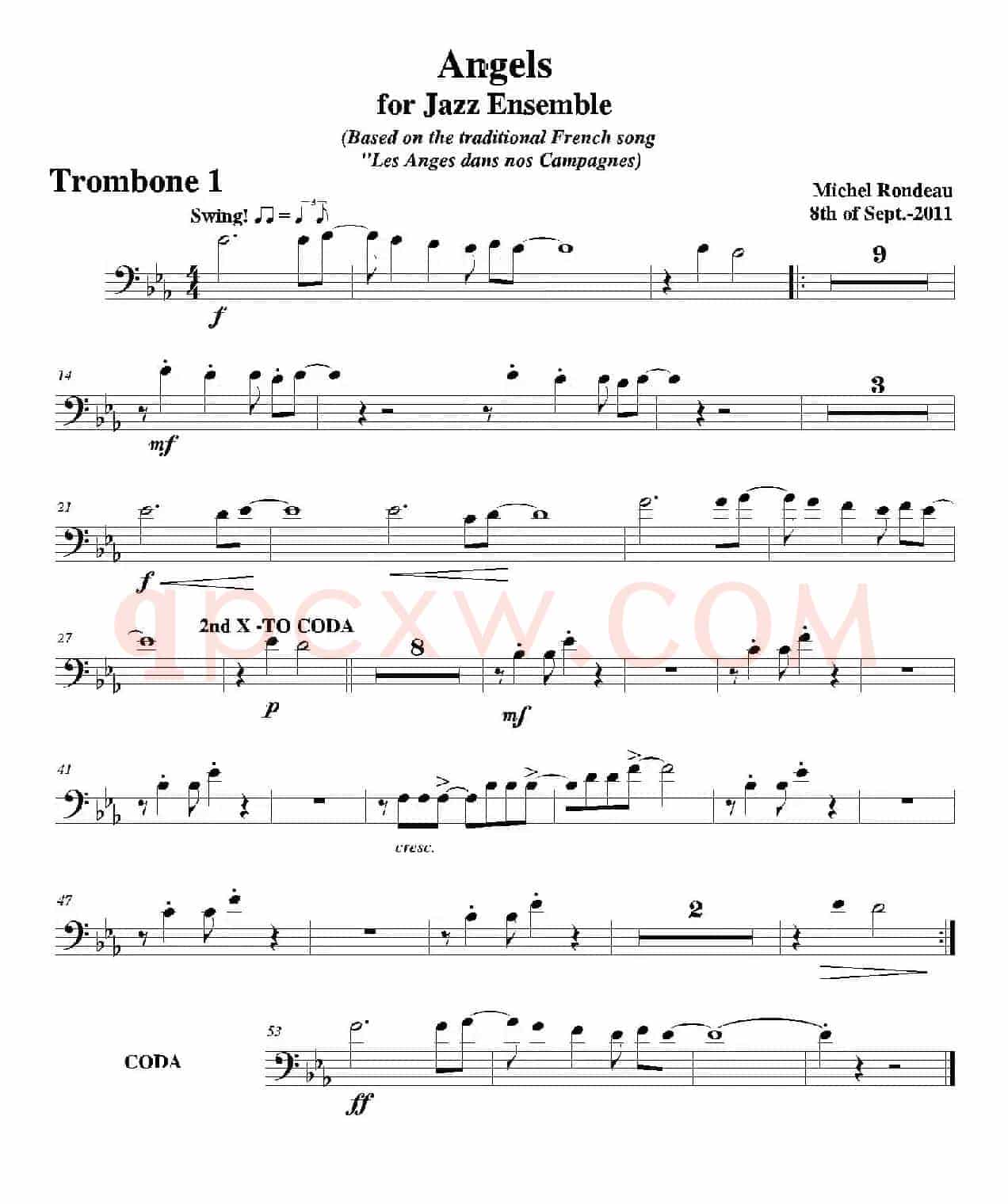 Angels for Jazz Ensemble（第一长号分谱）