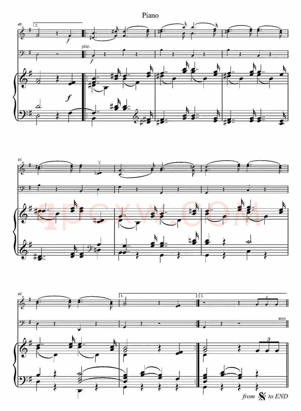 Wedding March（小提琴+大提琴+钢琴伴奏、F.Mendelssohn作曲版）
