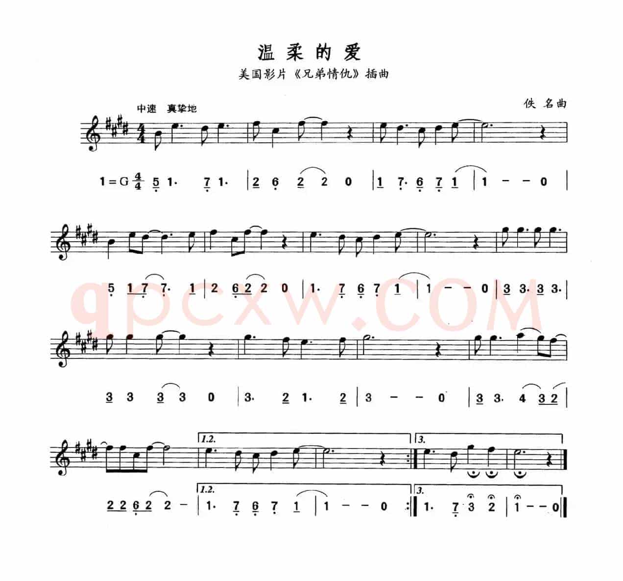温柔的爱（线简谱对照版）