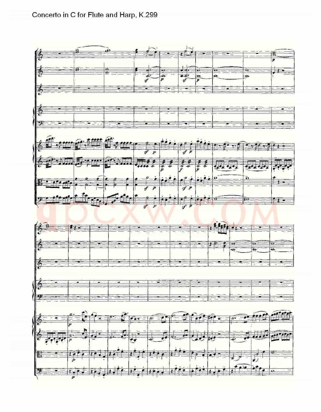 C调长笛与竖琴协奏曲, K.299（二）