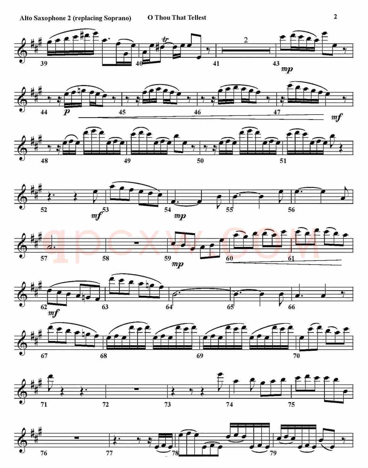 O THOU THAT TELLEST GOOD TIDINGS TO ZION（四重奏·中音萨克斯分谱）